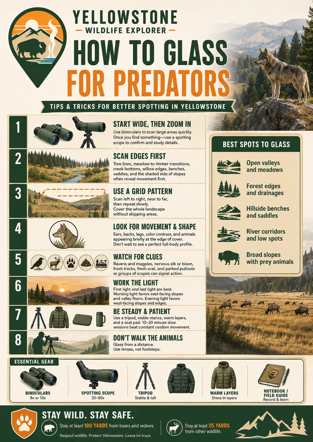 Glassing technique for finding bears and other predators in Yellowstone