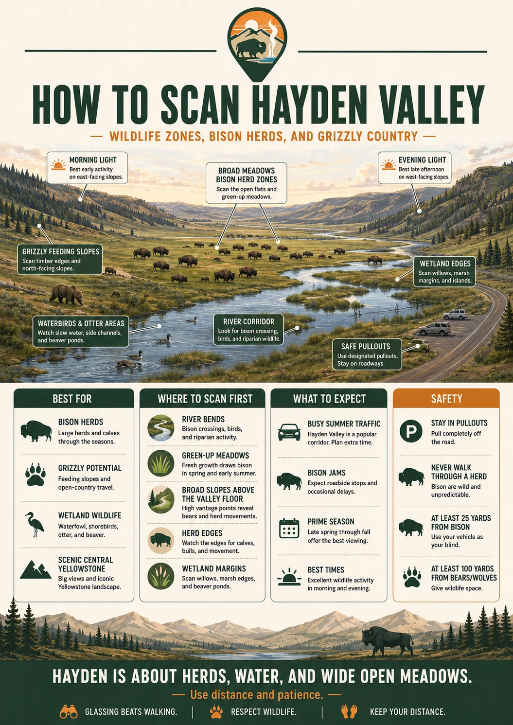 How to scan Hayden Valley for wildlife