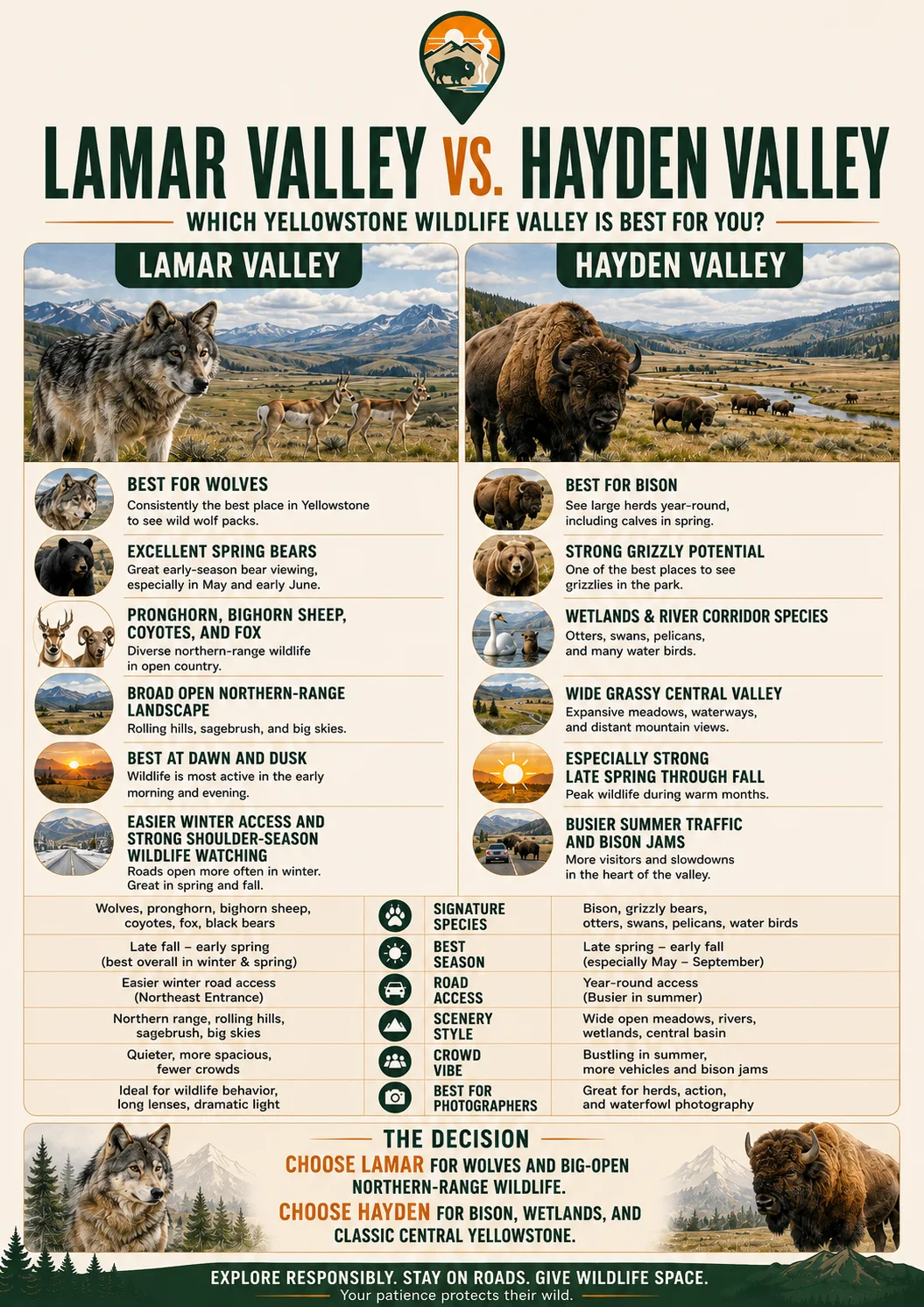 Lamar Valley versus Hayden Valley comparison